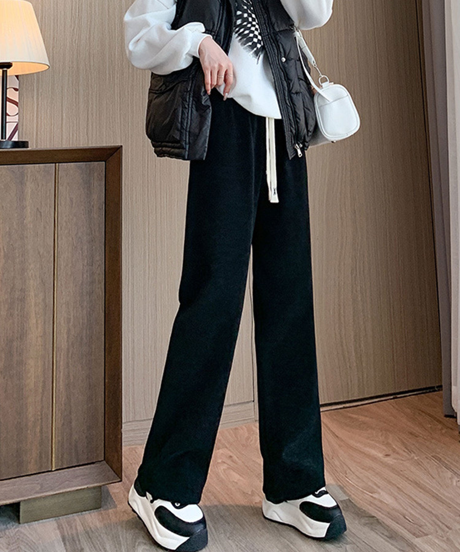 裏起毛コーデユロイワイドパンツsdpalhj01 ブラック