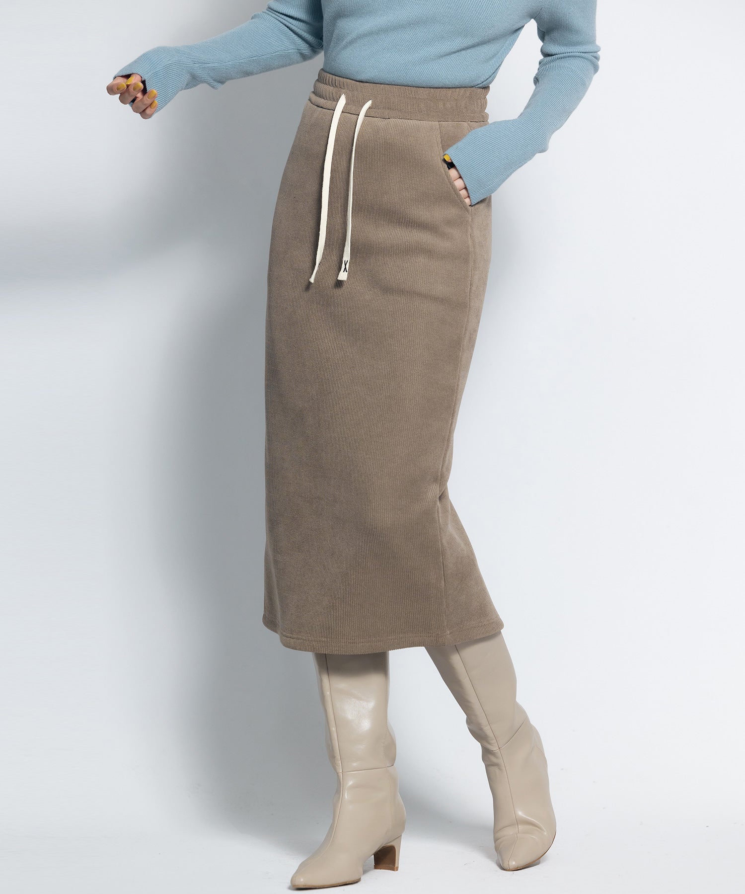 ウエストゴム裏起毛ミモレ丈スカートsdpalhj02a-102-14