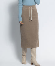 ウエストゴム裏起毛ミモレ丈スカートsdpalhj02a ベージュ