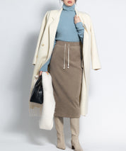 ウエストゴム裏起毛ミモレ丈スカートsdpalhj02a ベージュ