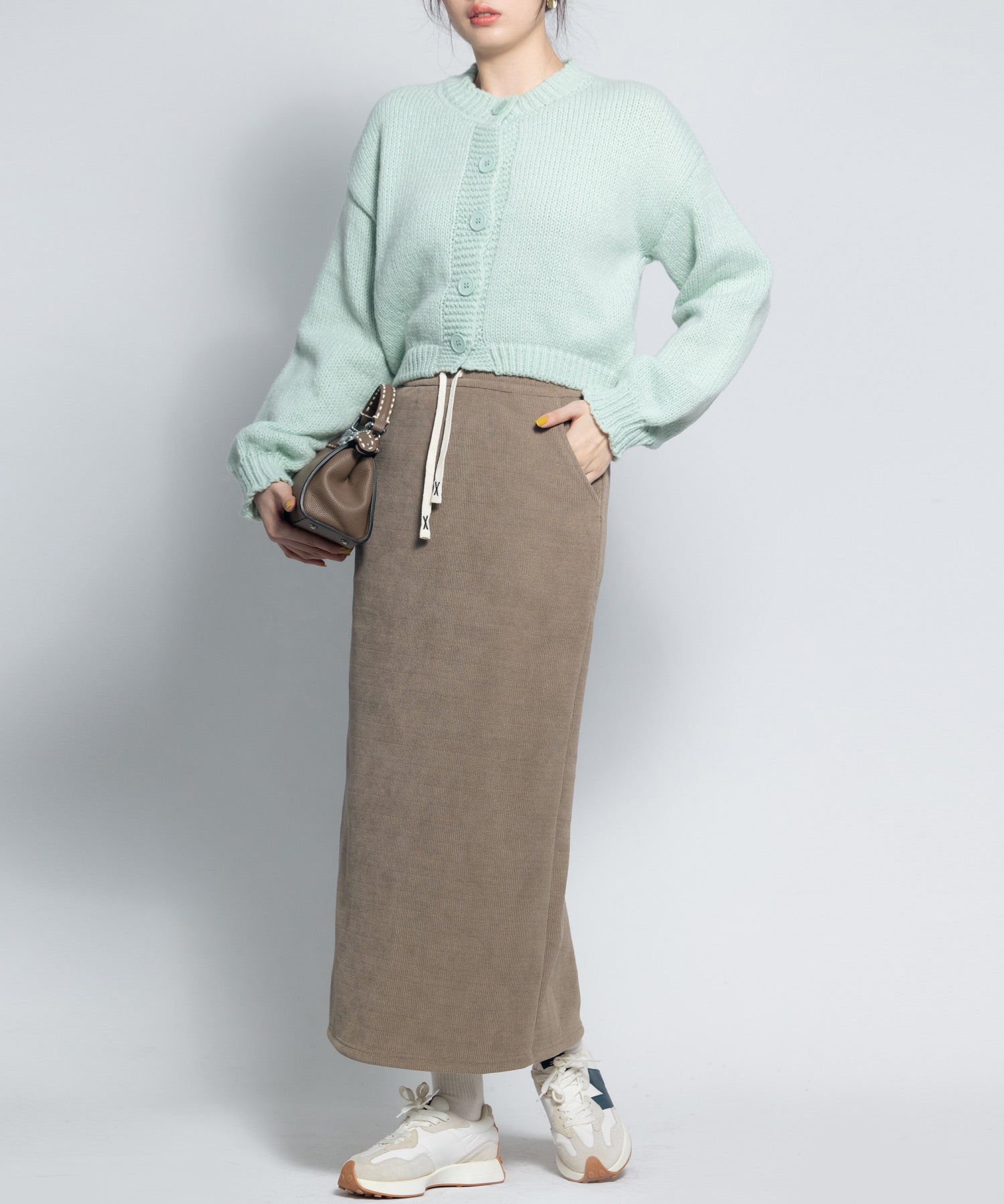 ウエストゴム裏起毛ロング丈スカートsdpalhj02b ベージュ