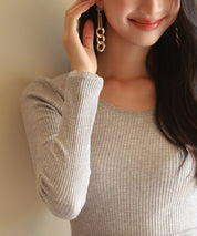 リブ編み暖か裏起毛ストレッチトップスsdpaljr001