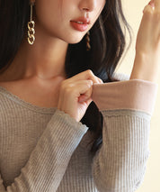 リブ編み暖か裏起毛ストレッチトップスsdpaljr001