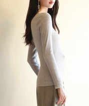 リブ編み暖か裏起毛ストレッチトップスsdpaljr001