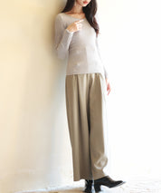 リブ編み暖か裏起毛ストレッチトップスsdpaljr001