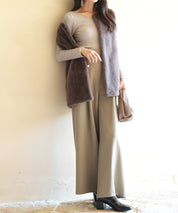 リブ編み暖か裏起毛ストレッチトップスsdpaljr001