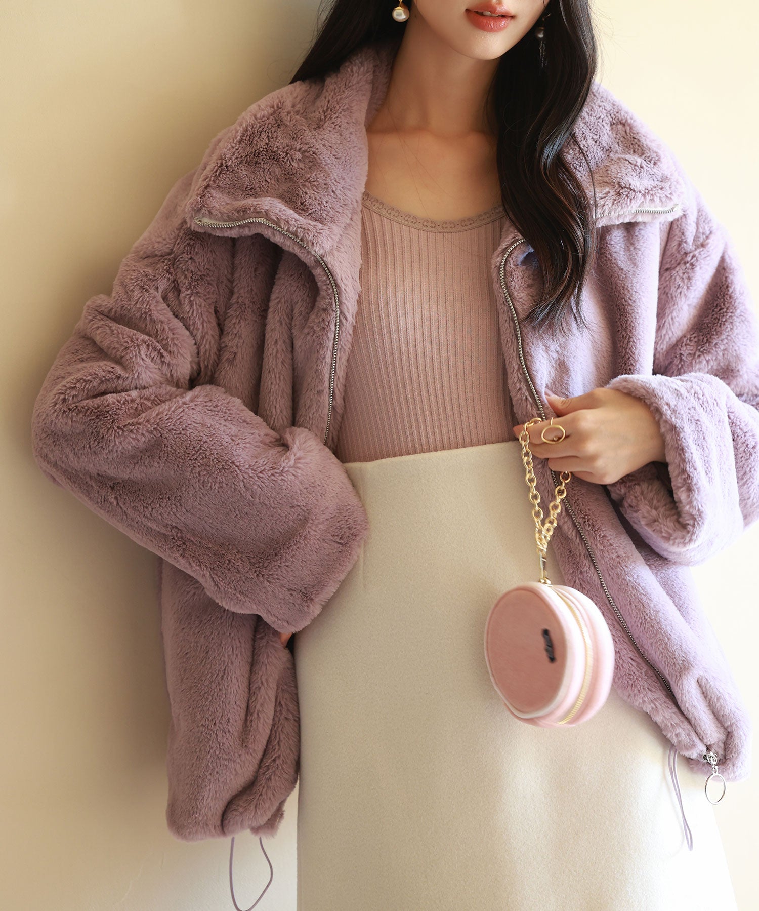 リブ編み暖か裏起毛ストレッチトップスsdpaljr001