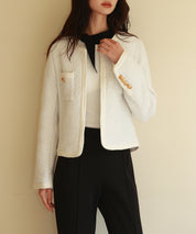 凹凸ツイードノーカラージャケットsdpps23003-102-1