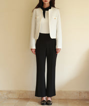 凹凸ツイードノーカラージャケットsdpps23003 ホワイト