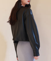 ノーカラーフェイクレザーブルゾンsdpps23004