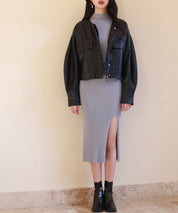 ノーカラーフェイクレザーブルゾンsdpps23004