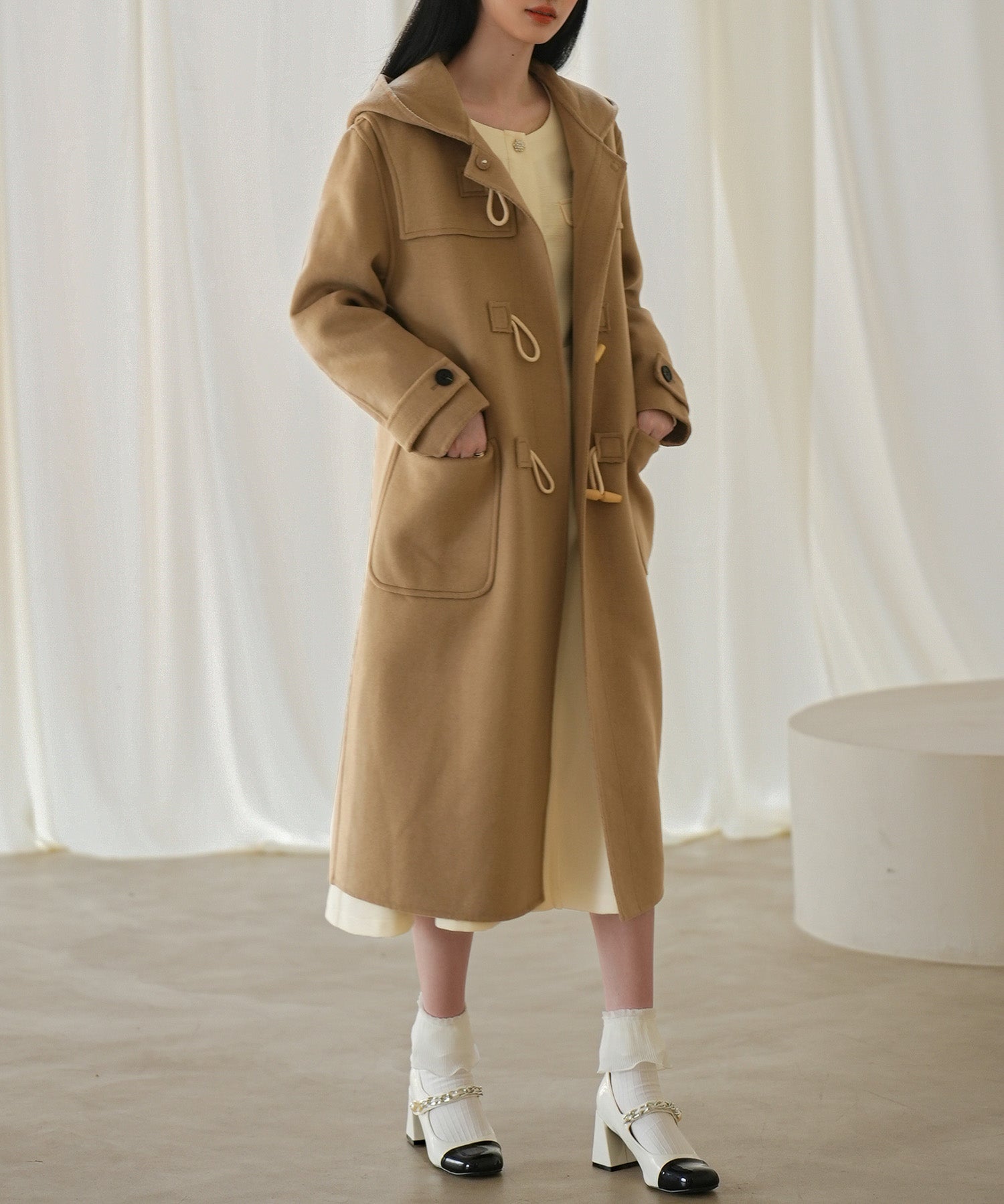 トグルボタンフード付きロングコートsdpps23006