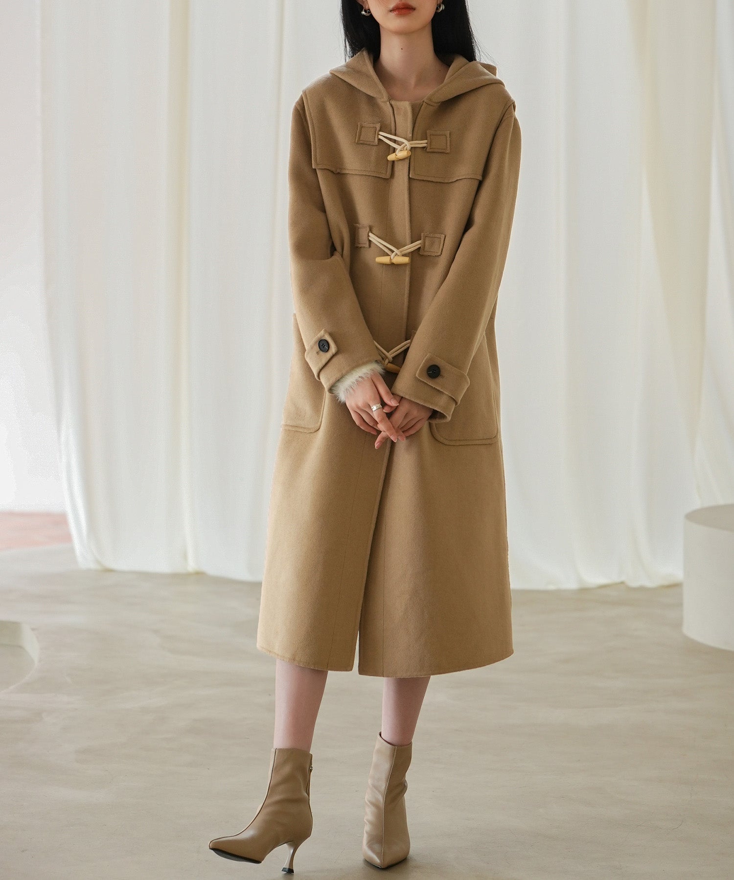 トグルボタンフード付きロングコートsdpps23006