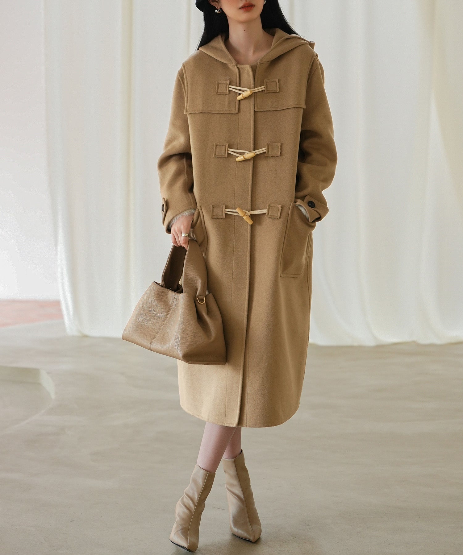 トグルボタンフード付きロングコートsdpps23006