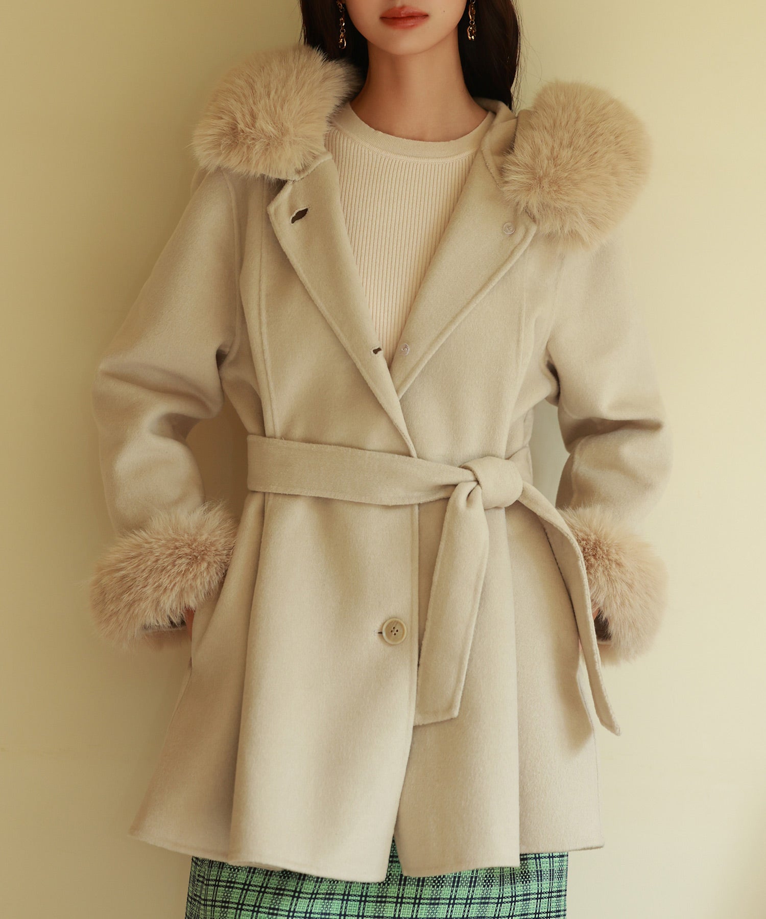 ベルト付きダブルフェイスガウンコートsdpps23007-102-14