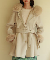 ベルト付きダブルフェイスガウンコートsdpps23007-102-14