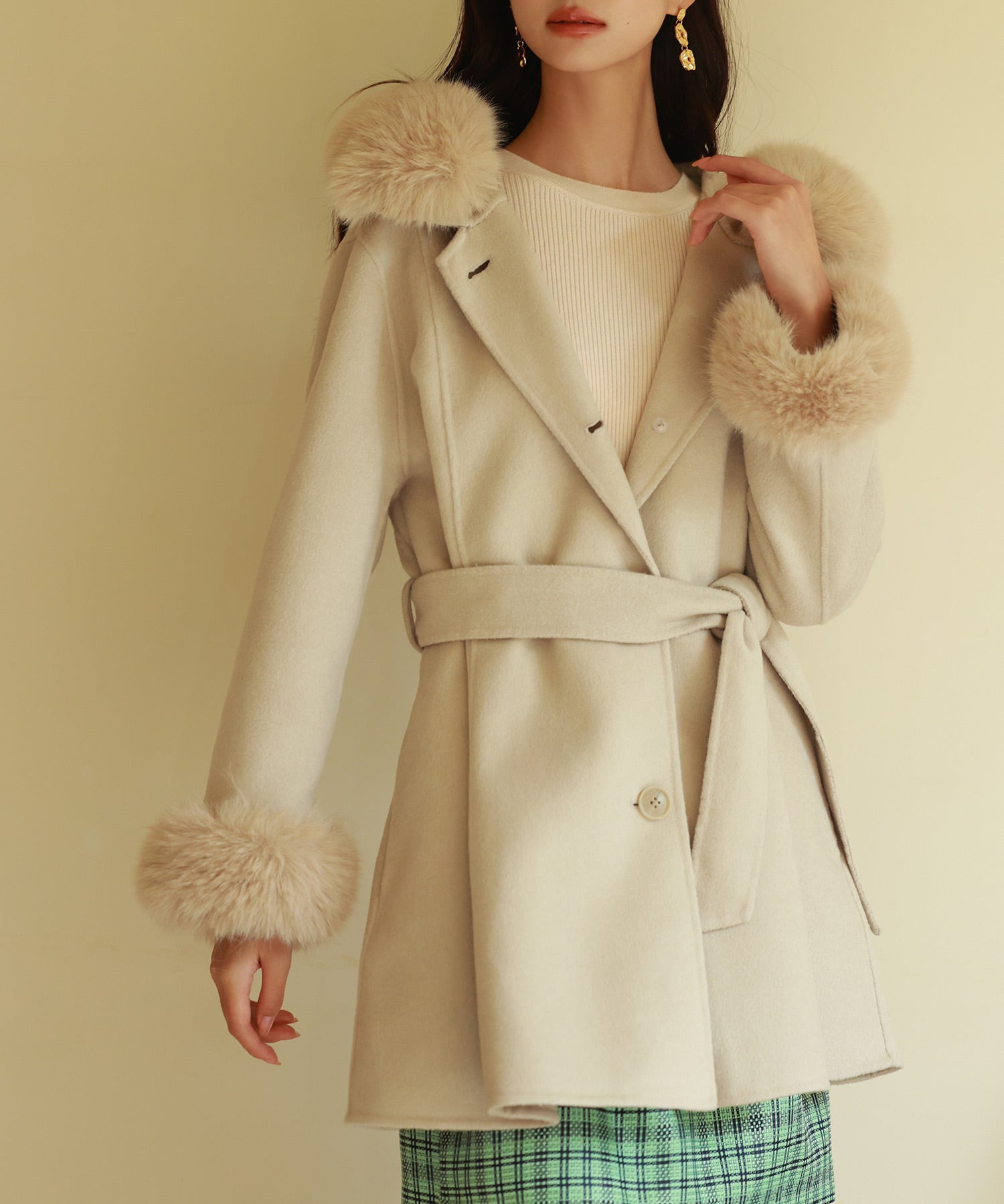 ベルト付きダブルフェイスガウンコートsdpps23007