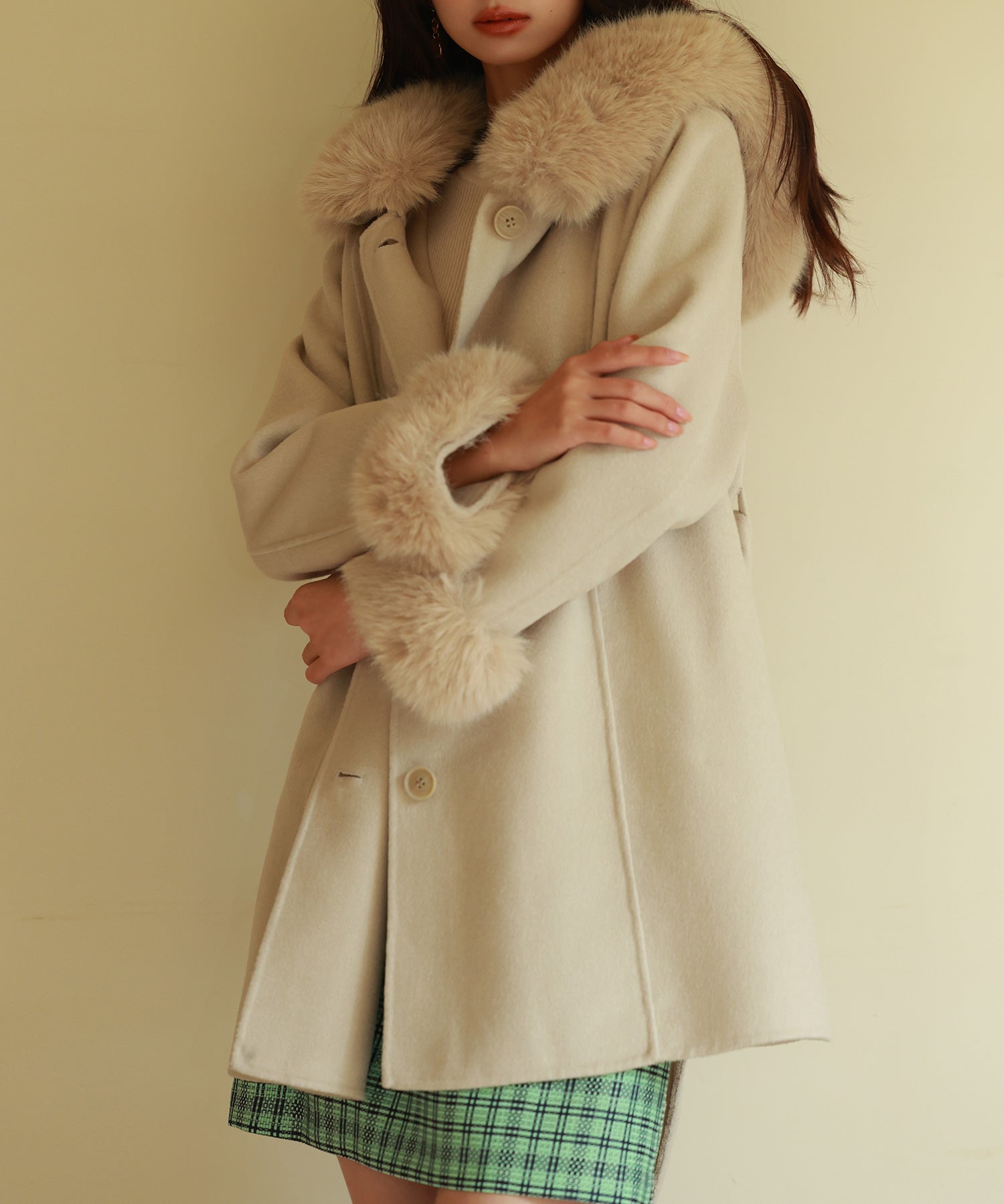 ベルト付きダブルフェイスガウンコートsdpps23007