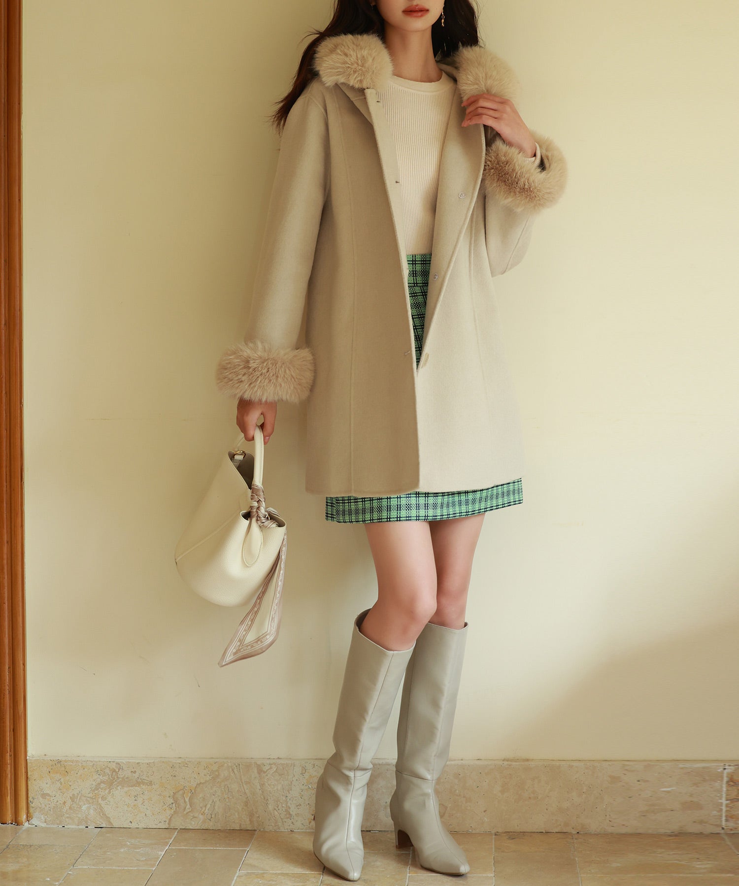 ベルト付きダブルフェイスガウンコートsdpps23007