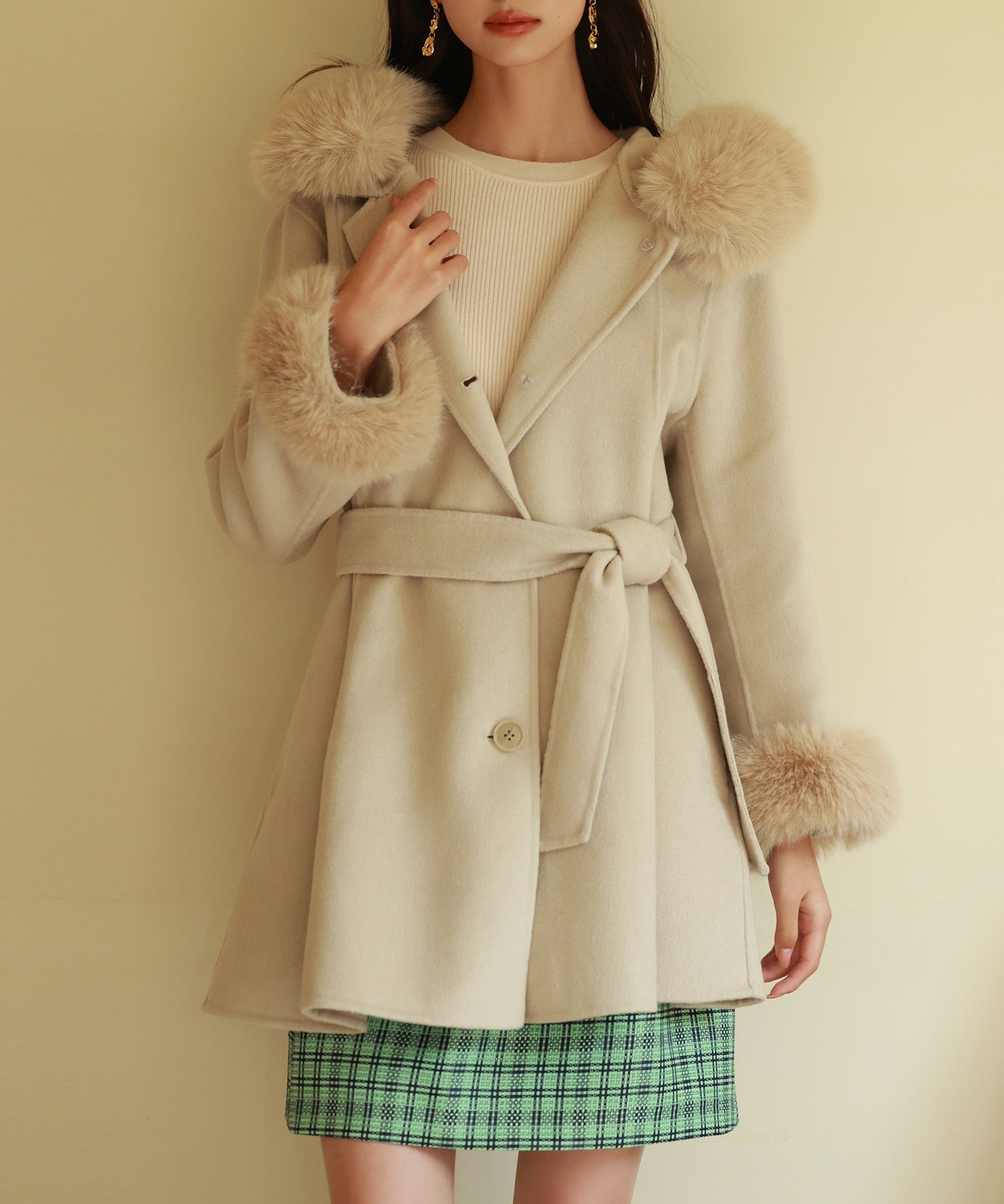 ベルト付きダブルフェイスガウンコートsdpps23007