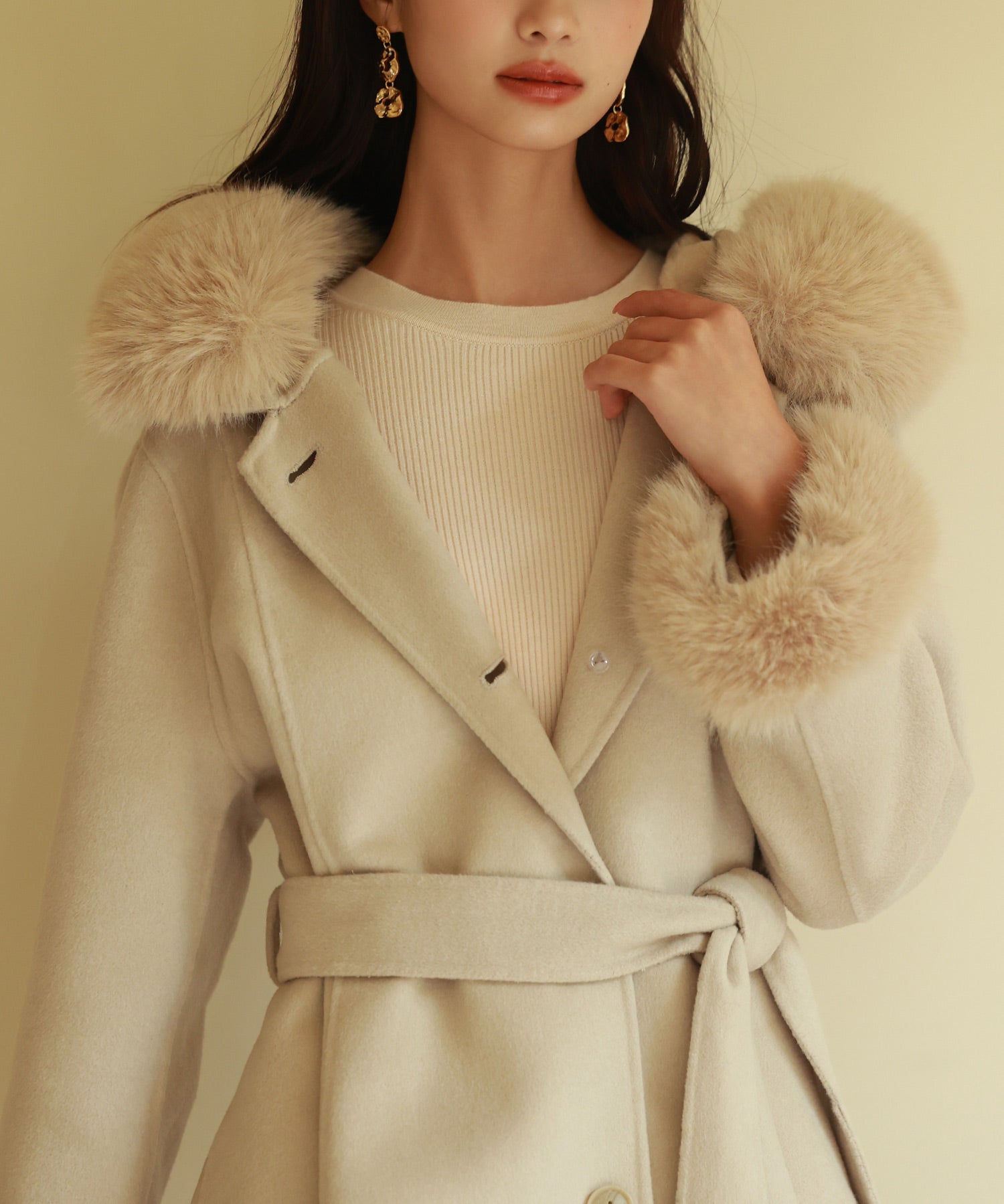 ベルト付きダブルフェイスガウンコートsdpps23007