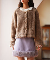 モコモコショート丈ボア生地コートsdpps23014 ブラウン