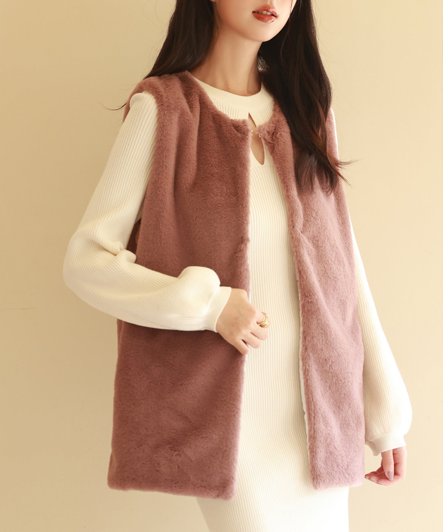 モコモコミドル丈フェイクファージレsdpps23016 チェリーピンク