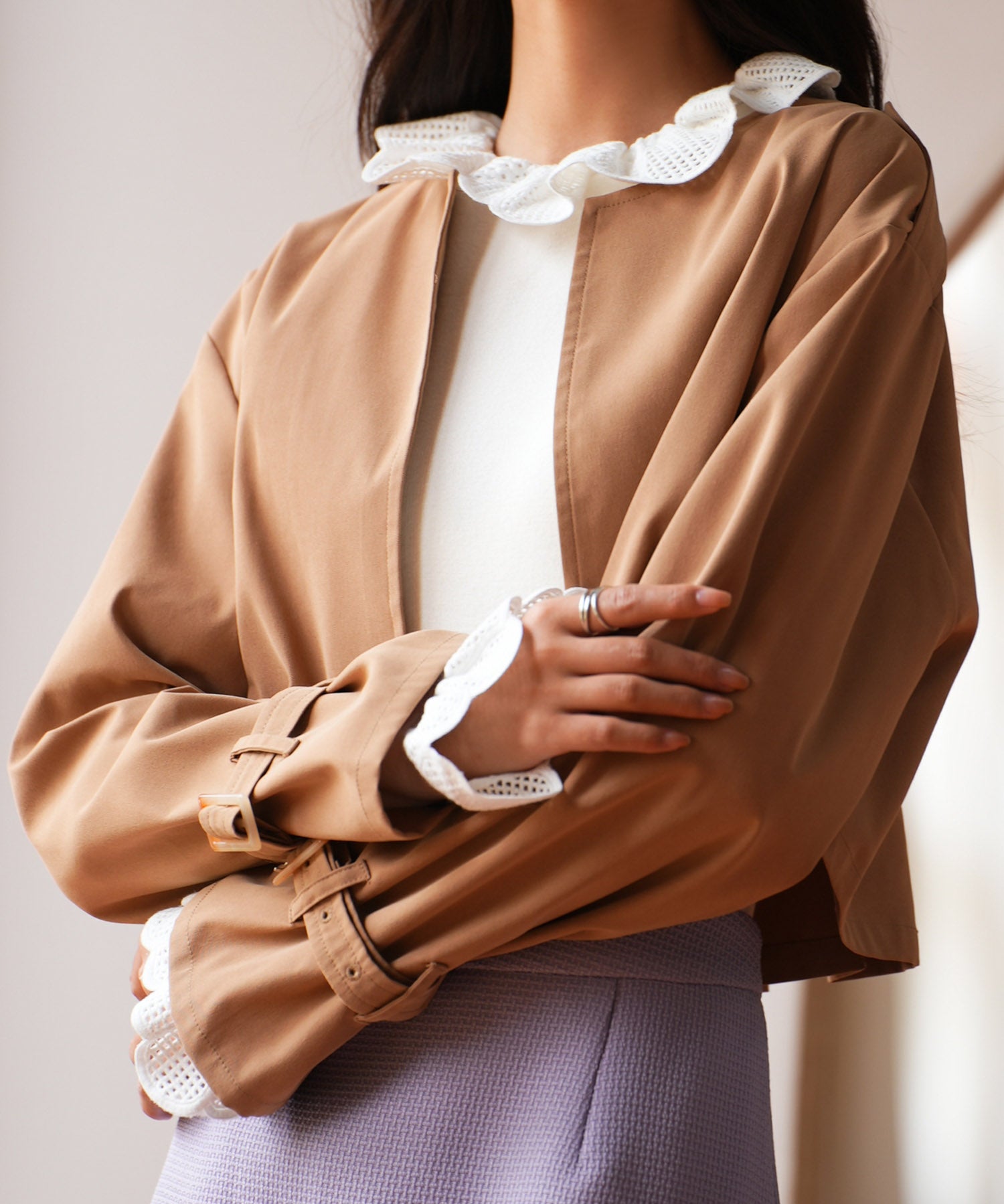 2点セットベルト付きトレンチコートsdpps23019 ライトブラウン