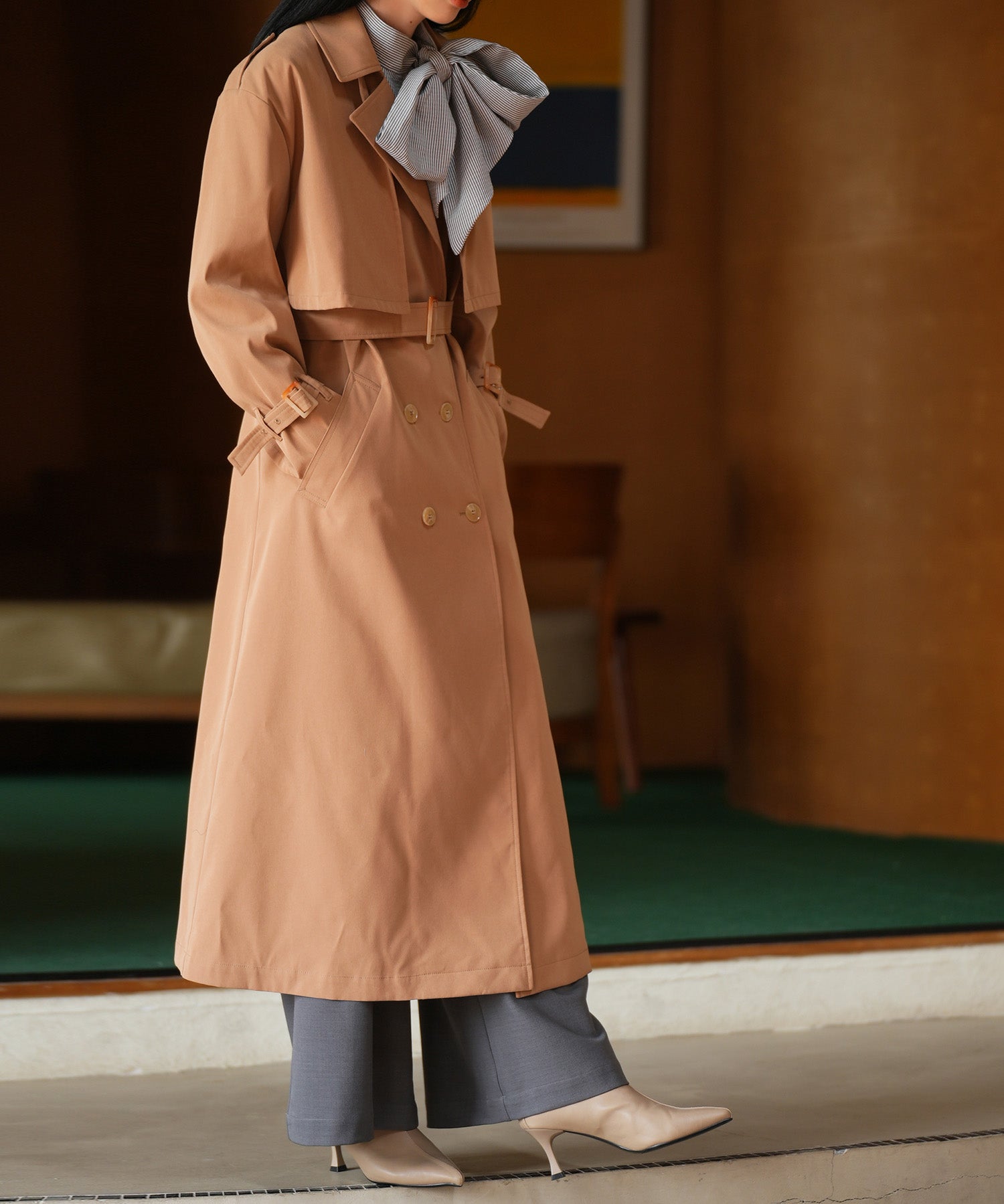 2点セットベルト付きトレンチコートsdpps23019 ライトブラウン
