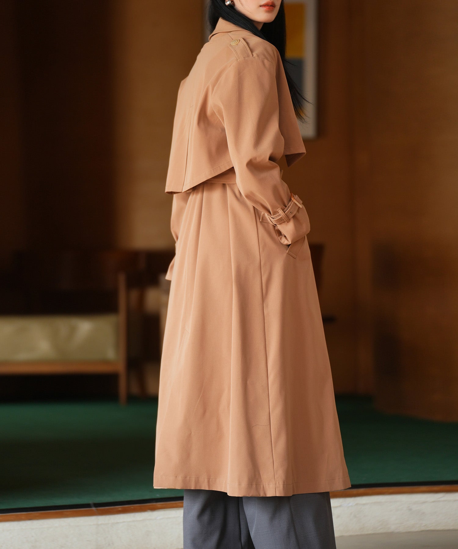 2点セットベルト付きトレンチコートsdpps23019 ライトブラウン