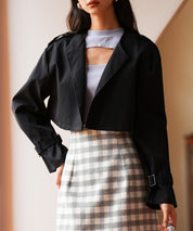 2点セットベルト付きトレンチコートsdpps23019 ブラック