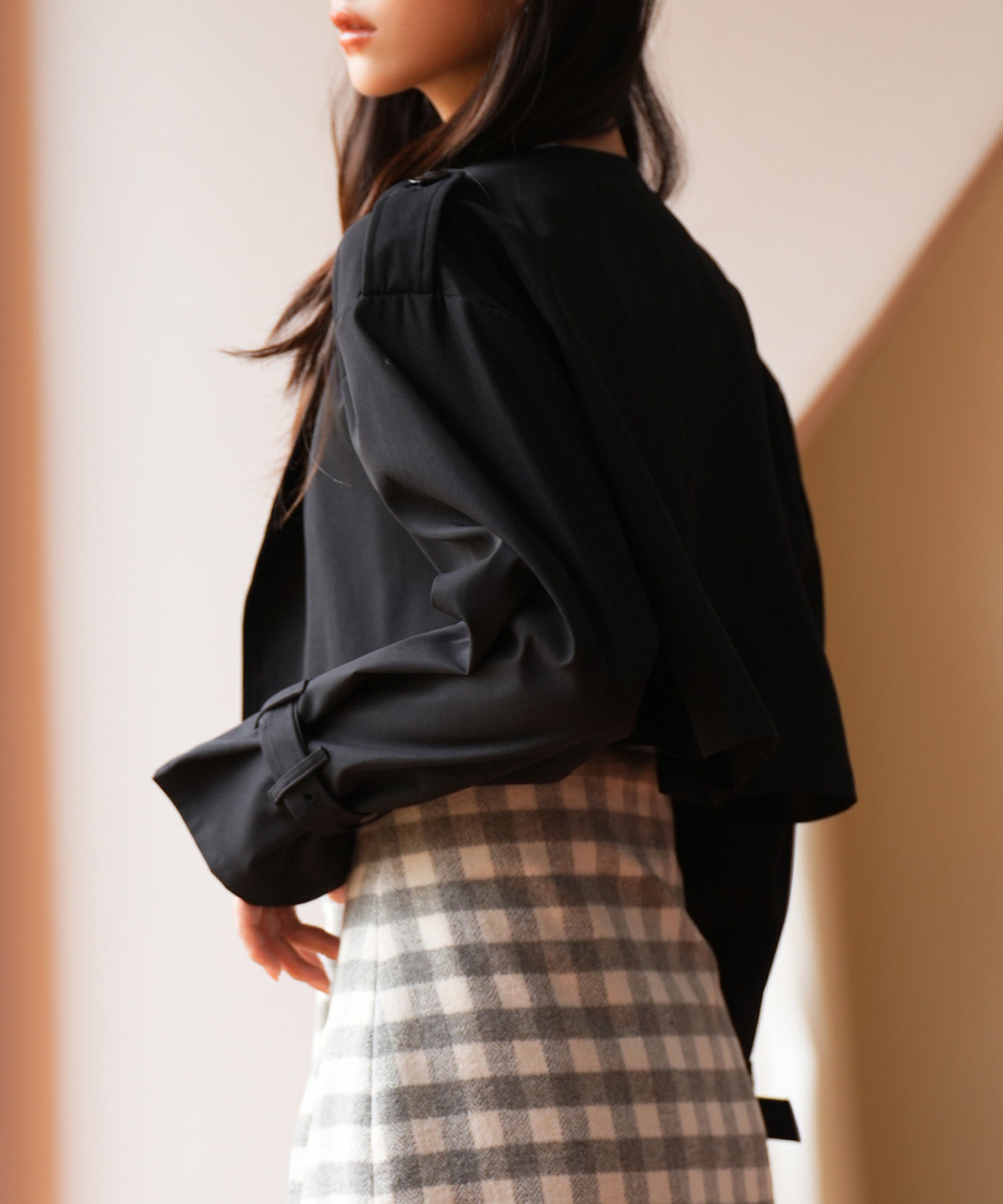 2点セットベルト付きトレンチコートsdpps23019 ブラック