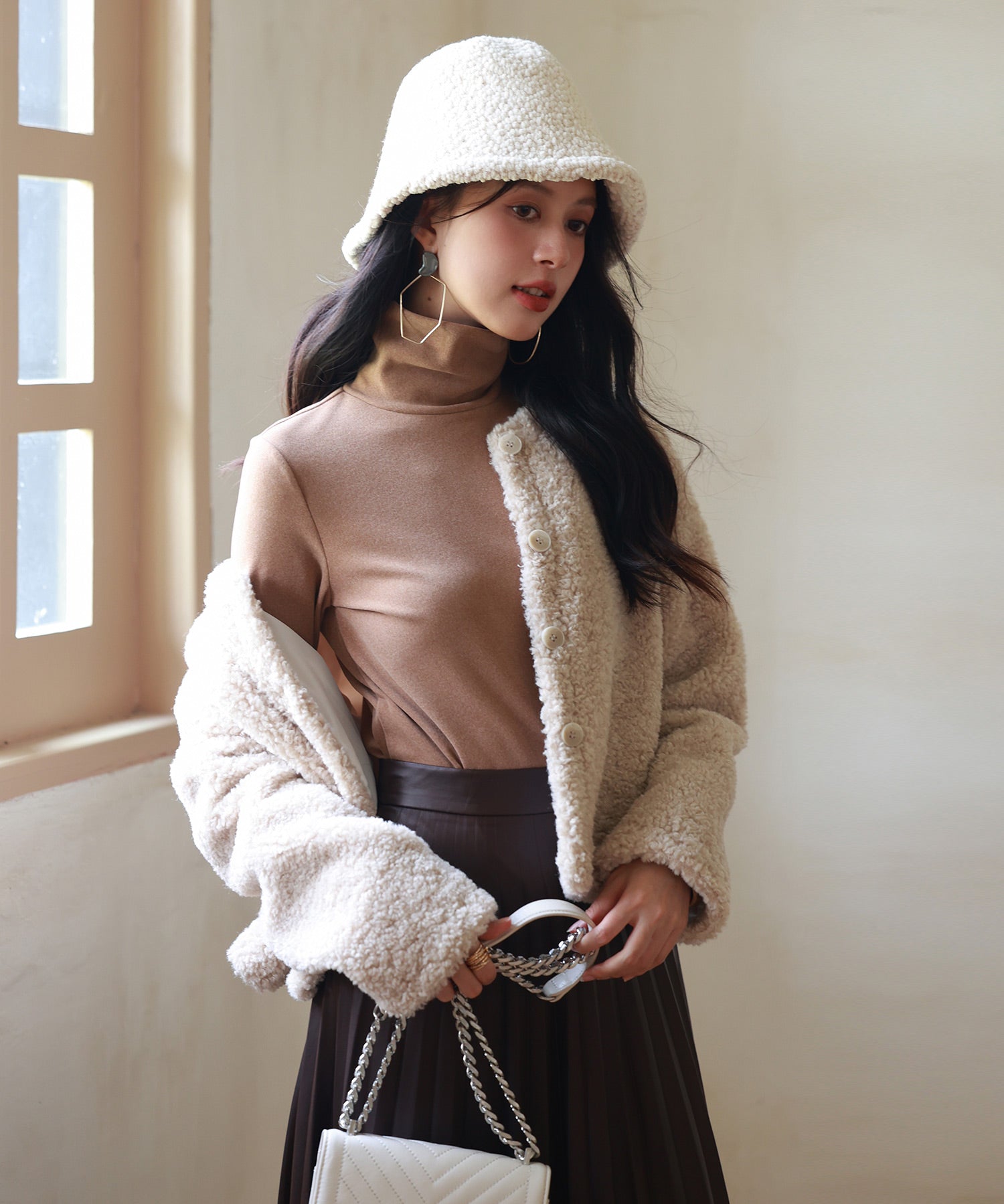 暖かいフリースハイネックトップスsdprd001h