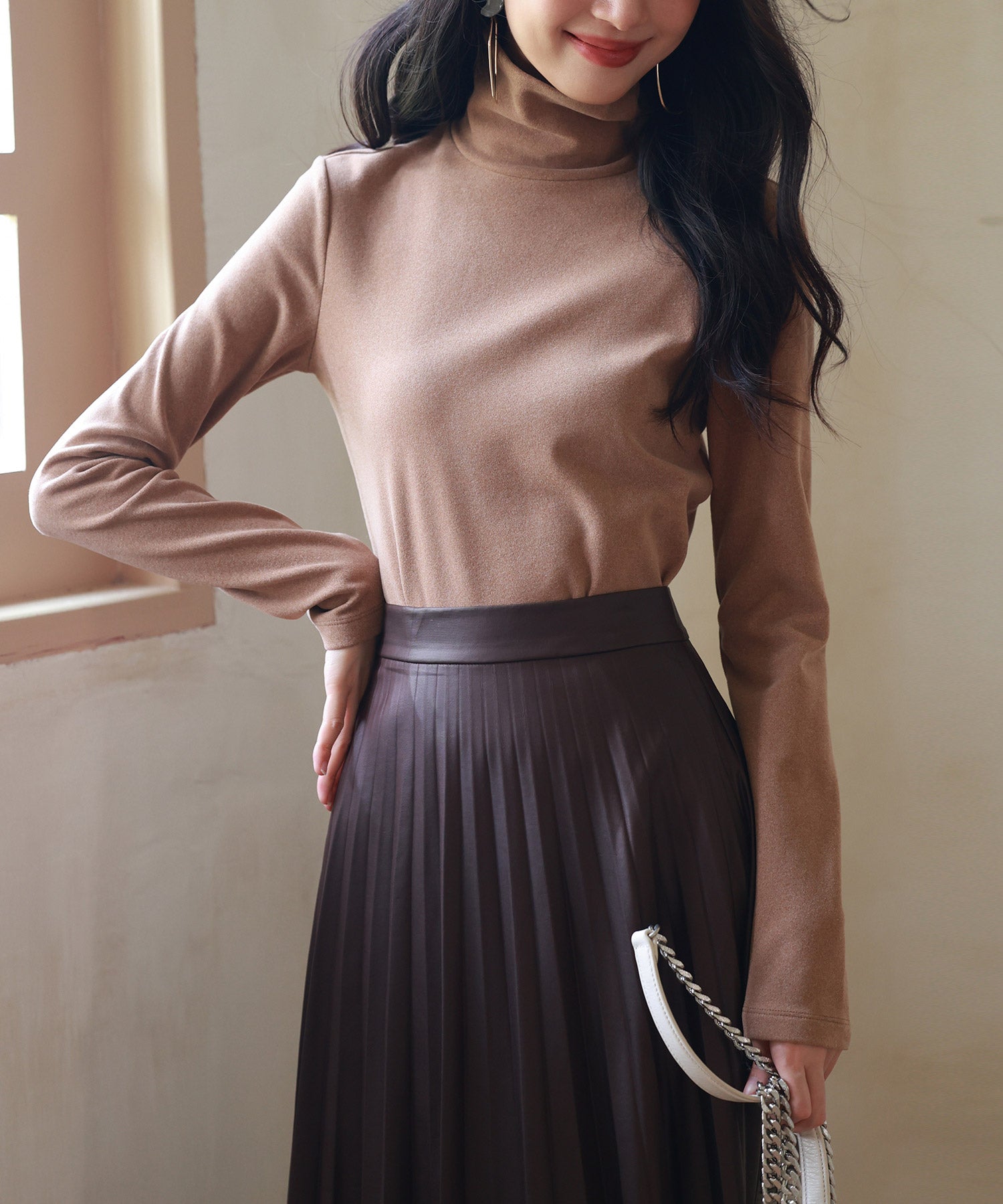 暖かいフリースハイネックトップスsdprd001h