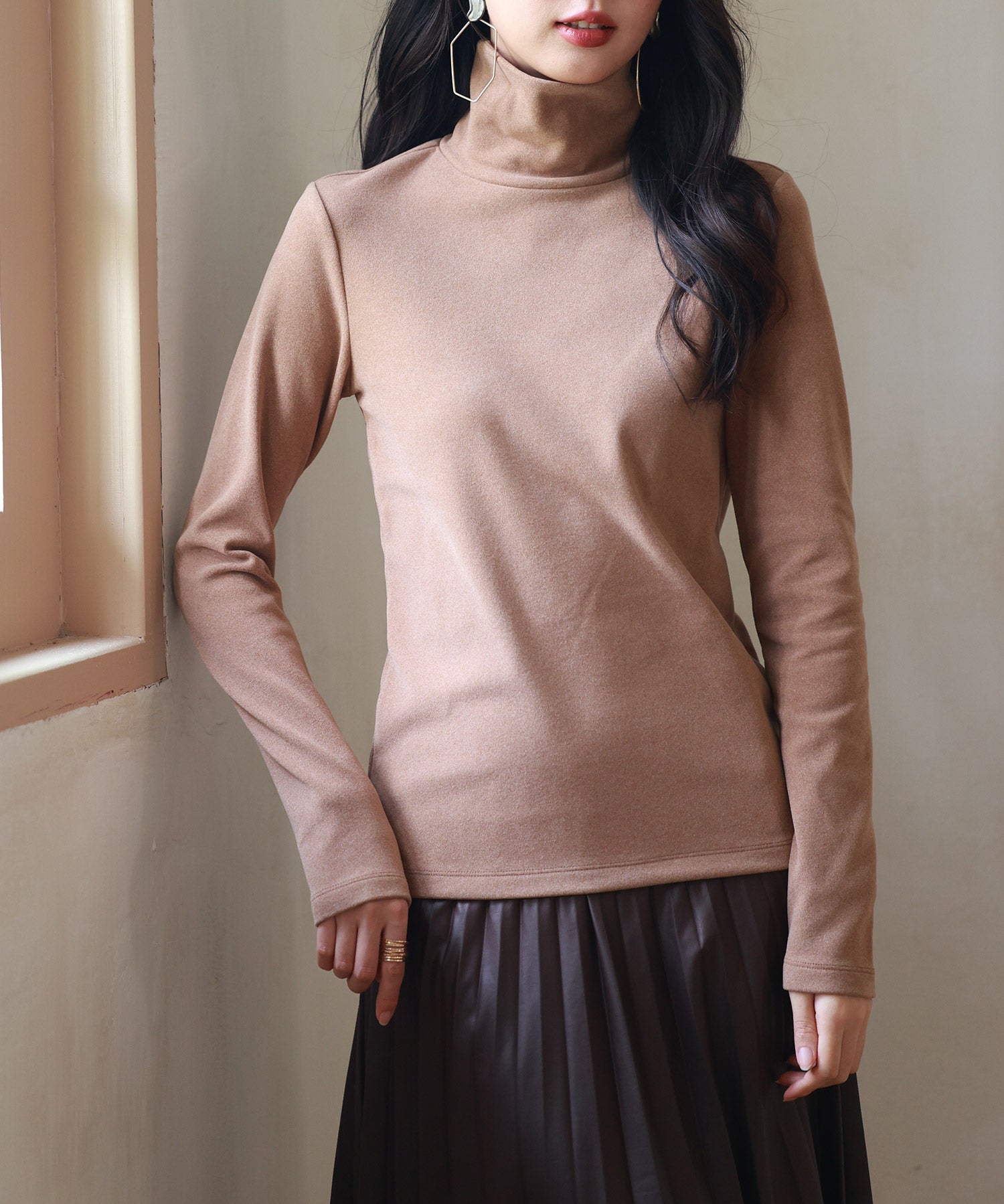 暖かいフリースハイネックトップスsdprd001h