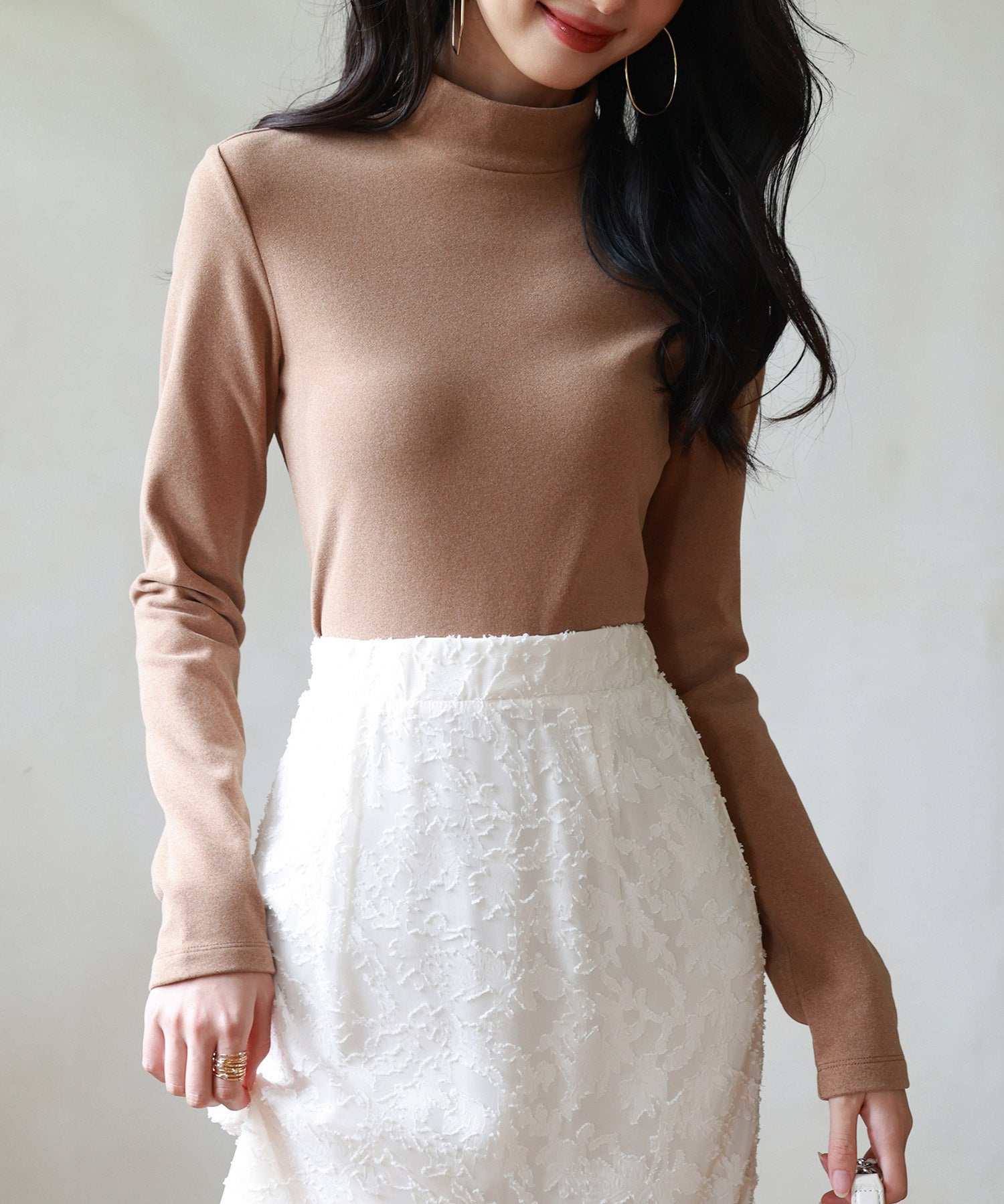 暖かいフリースモックネックトップスsdprd001m