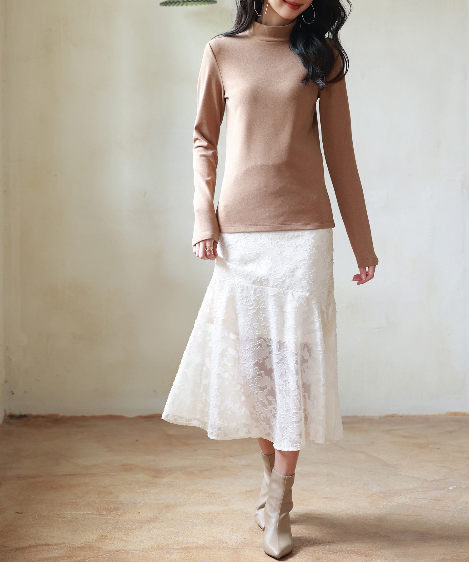 暖かいフリースモックネックトップスsdprd001m