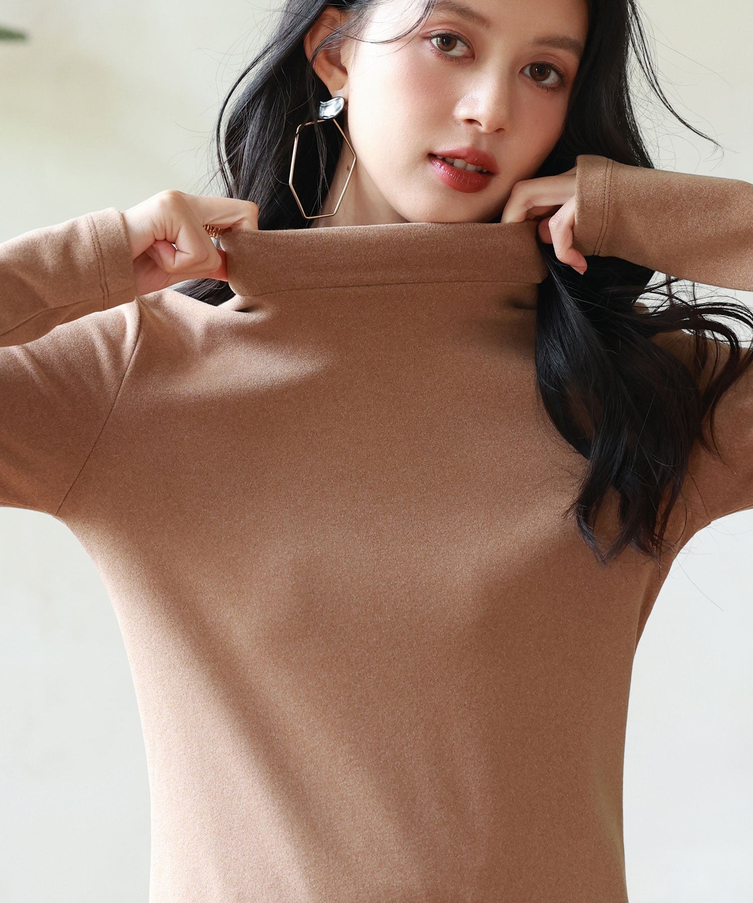 暖かいフリースモックネックトップスsdprd001m