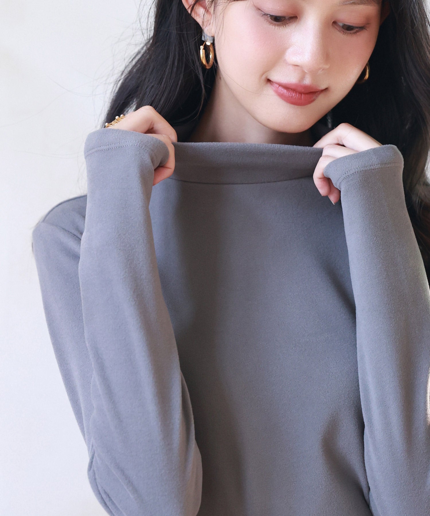 暖かいフリースモックネックトップスsdprd001m