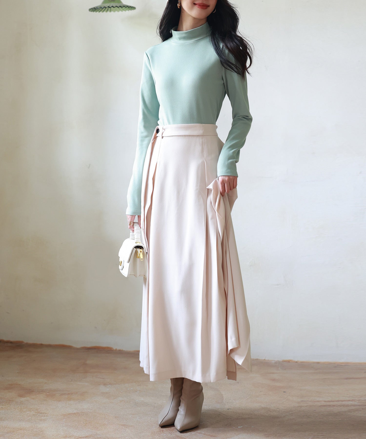 暖かいフリースモックネックトップスsdprd001m