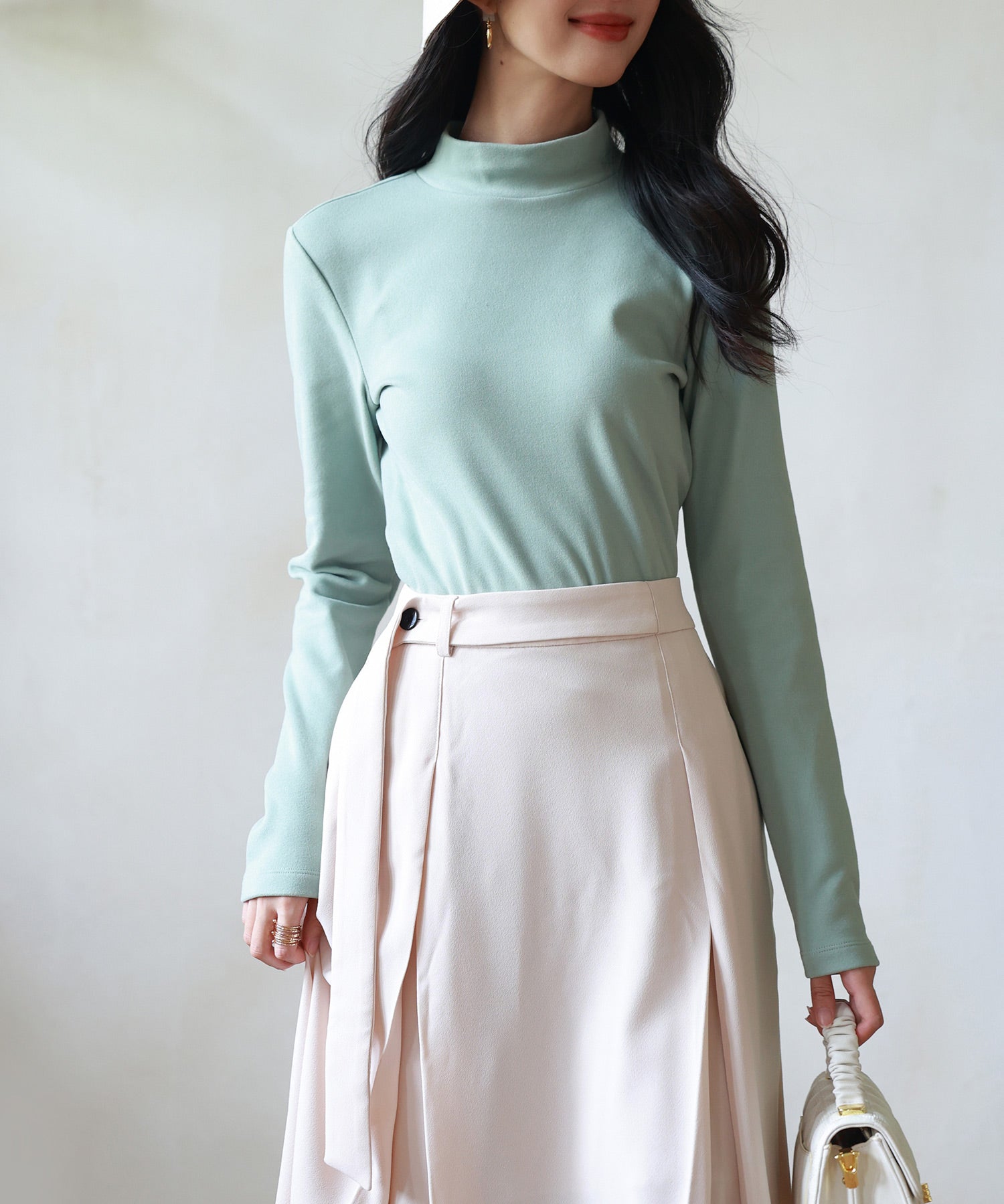 暖かいフリースモックネックトップスsdprd001m