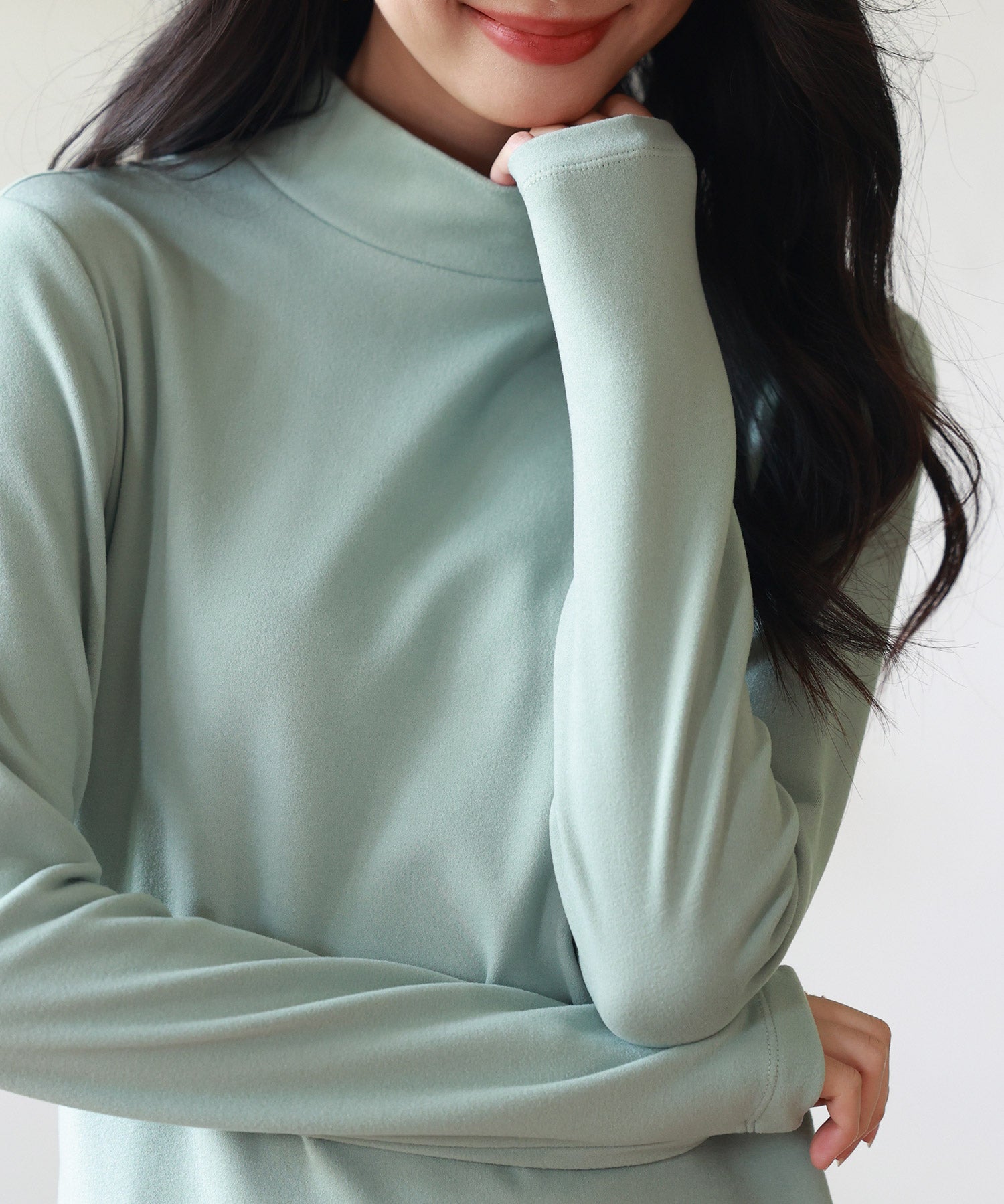 暖かいフリースモックネックトップスsdprd001m