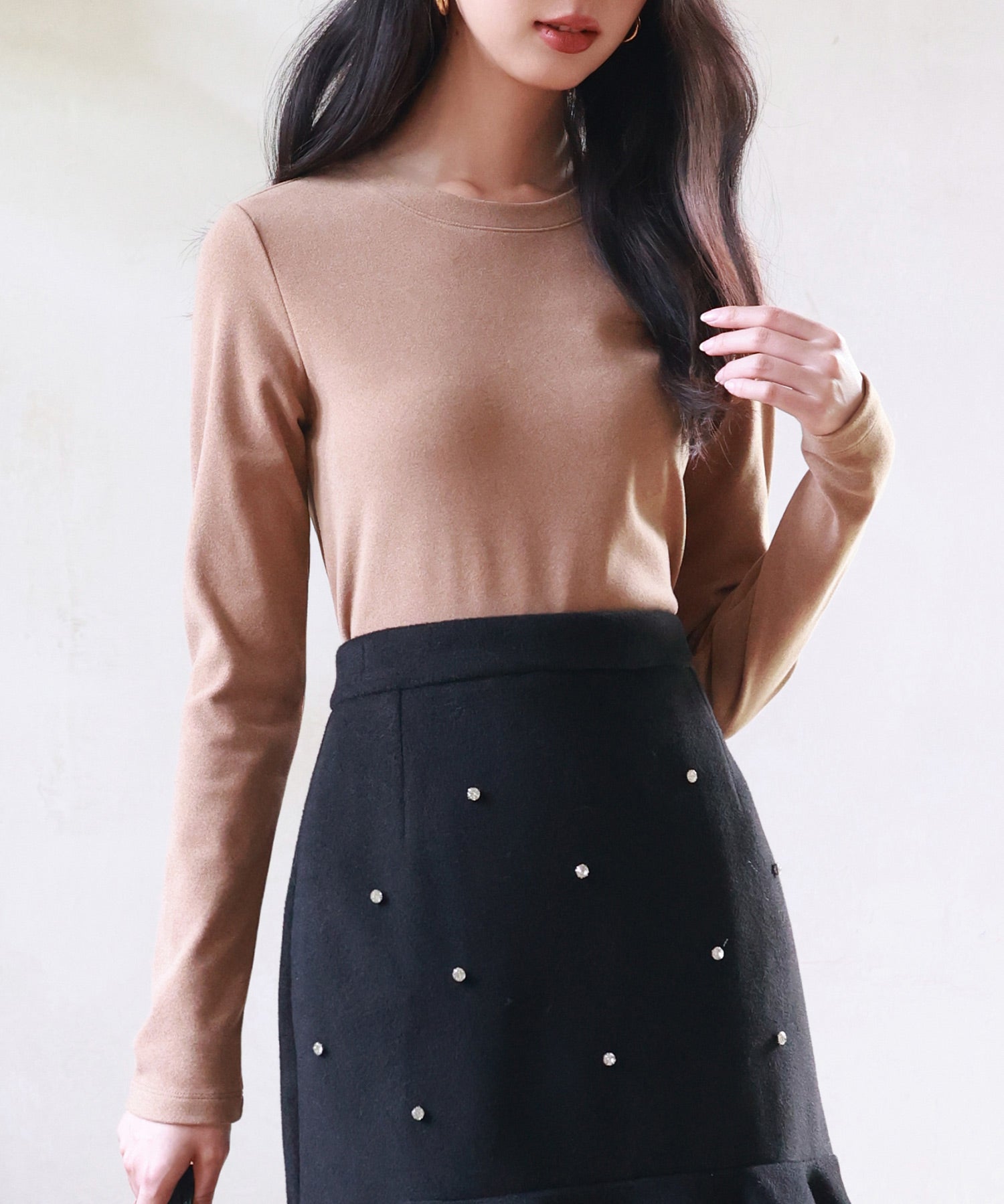 暖かいフリースクルーネックトップスsdprd001s