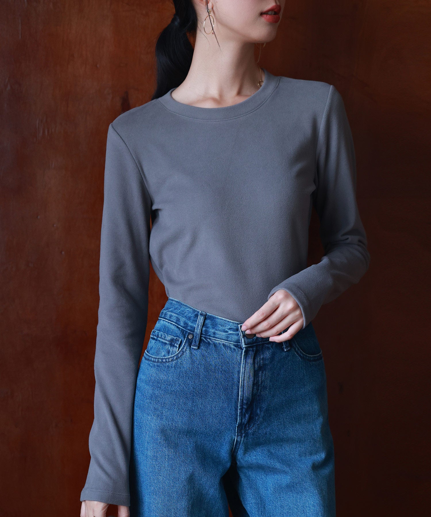 暖かいフリースクルーネックトップスsdprd001s-102-18