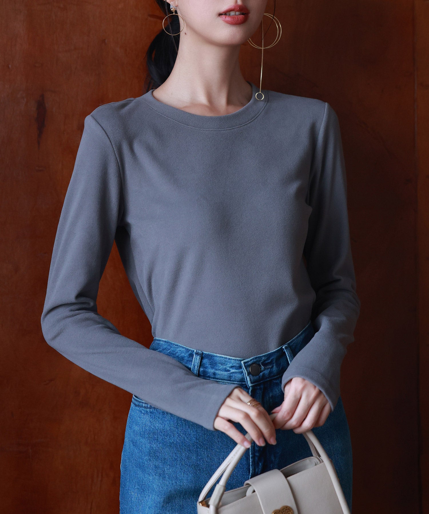 暖かいフリースクルーネックトップスsdprd001s