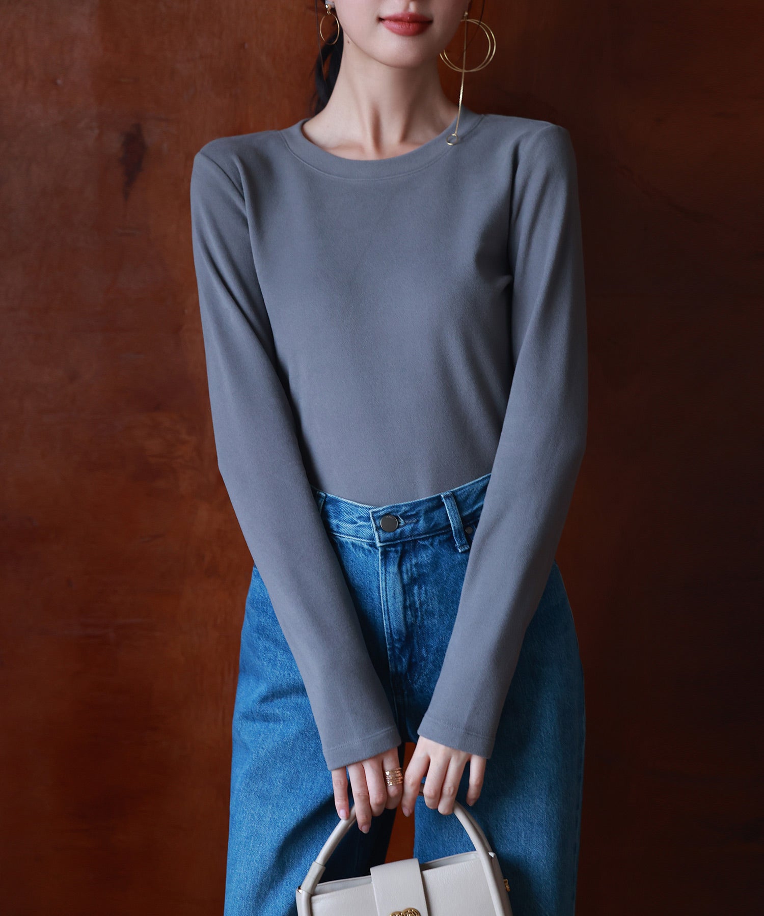 暖かいフリースクルーネックトップスsdprd001s