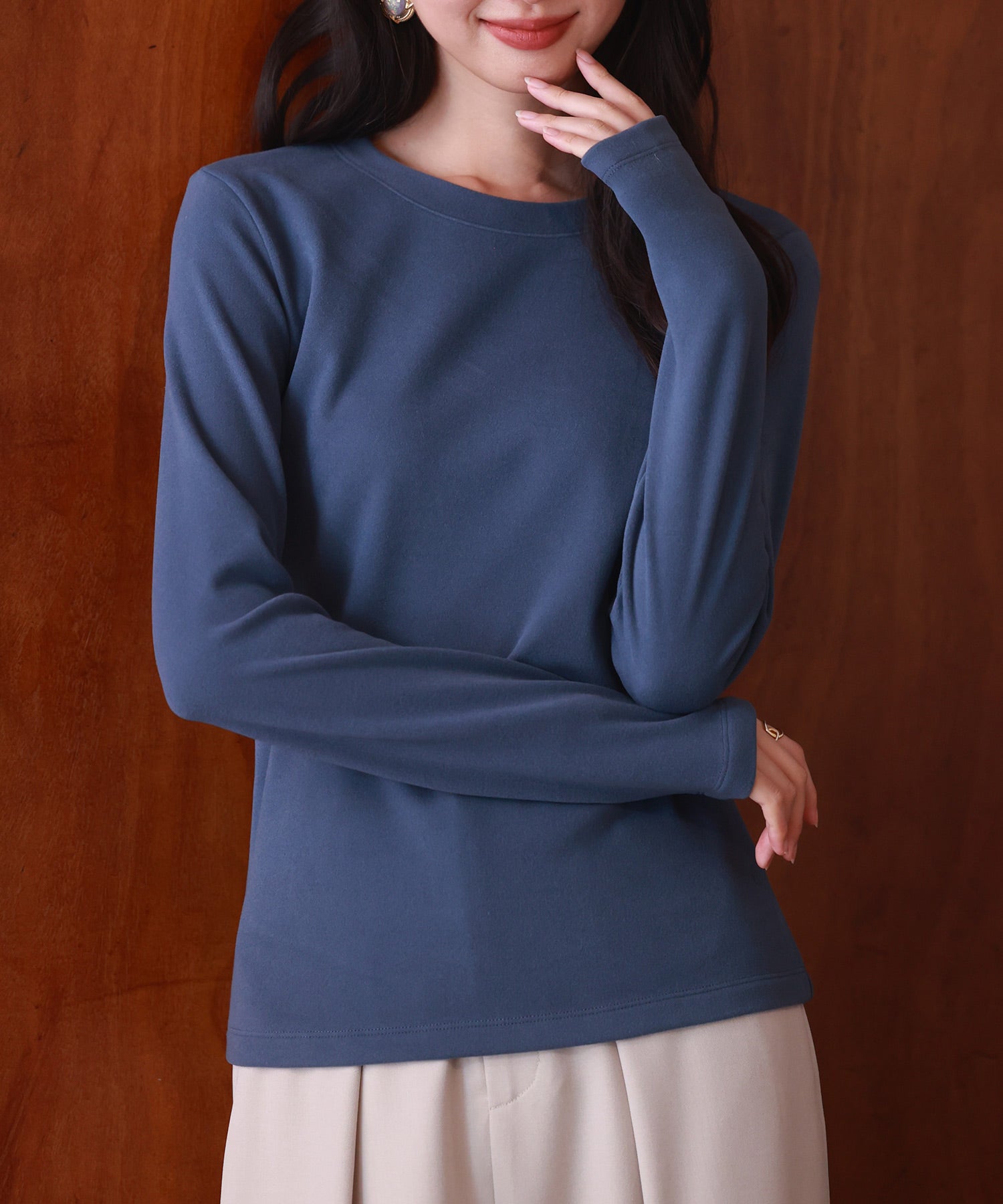 暖かいフリースクルーネックトップス ブルー – [公式]SAISON DE