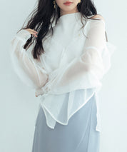 シアーシャツ×ノースリーブニット2点セットsdpxyf242605 ホワイト