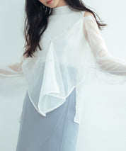 シアーシャツ×ノースリーブニット2点セットsdpxyf242605 ホワイト