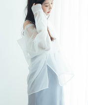 シアーシャツ×ノースリーブニット2点セットsdpxyf242605 ホワイト